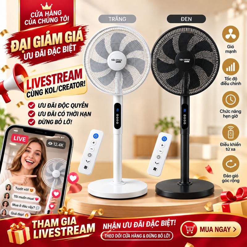 Quạt Đứng Điện 45W với Màn Hình Màu, Đồng Hồ, 8 Tốc Độ, 90° Dao Động, Điều Khiển Từ Xa cho Nhà, Văn Phòng, Phòng Ngủ