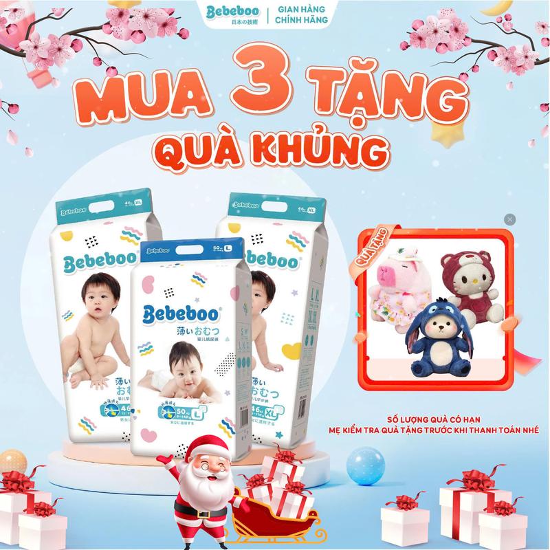 TẶNG QUÀ KHỦNG COMBO 3 Bịch Tã Bỉm Dán Quần Bebeboo Nhật Bản mềm mịn thấm hút tốt đủ size quà xinh cho bé