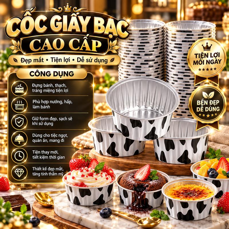 Sét 10 Chiếc Nhôm Lá Thiếc Cốc Nồi Chiên Không Dầu , Cốc Làm Bánh Tiện Dụng