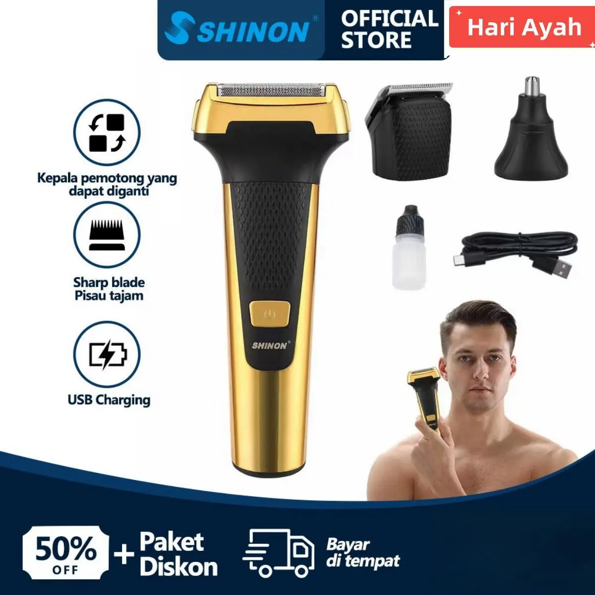 SHINON Alat Cukur Kumis Jenggot Pria All in One Elektrik Pencukur Mesin Ketiak alat  cukur murah rambut wajah tanpa kabel alat cukur listrik alat  cukur portable Wanita