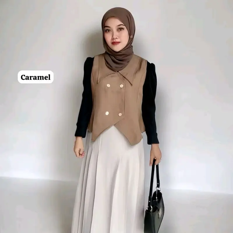 NINA VEST / VEST BASIC WANITA / Vest Semiwol Atasan Wanita Crop EVI Vest Casual 3