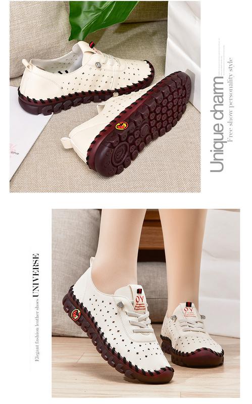Product Introduction of Sneakers Women Shoes Leather Loafers Shoes for Women Comfortable Slip on Shoes Hand Sewing Thread Mom Shoes 31