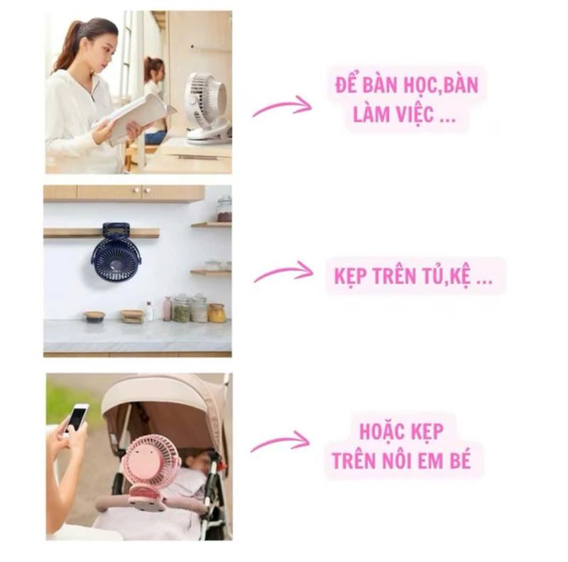 Product Introduction of ( Hàng Loại 1) Quạt Kẹp Bàn Tích Điện Mini Tích Hợp Đèn Ngủ Tiện Lợi , Có 5 Chế Độ Gió , Có Thể Xoay 720 Độ Tặng Kèm Dây Sạc Usd 12