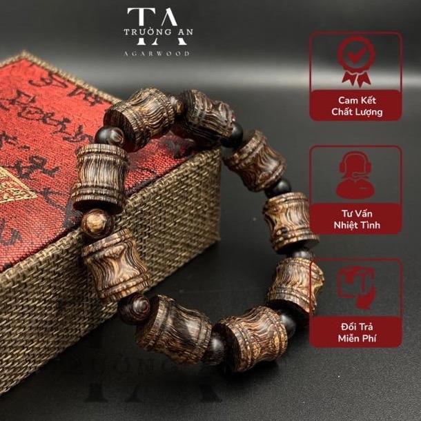Vòng Tay Trầm Hương Sánh Chìm Kiểu Đốt Trúc Tre -Hương Thơm Dễ Chịu Phụ Kiện Trầm Hương Trường An