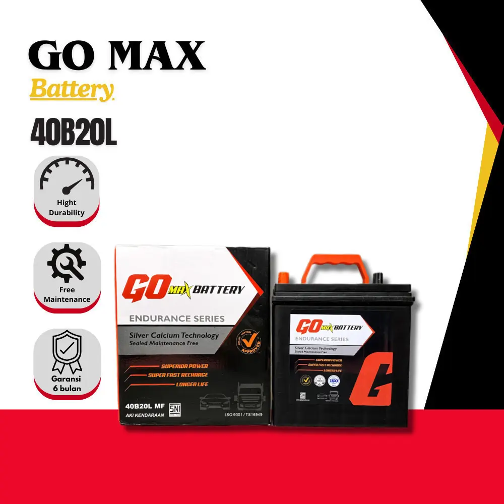 GO MAX Battery Aki Mobil Mitsubishi Xforce 40B20L / NS40ZL 12V / 40Ah - Aki Kering