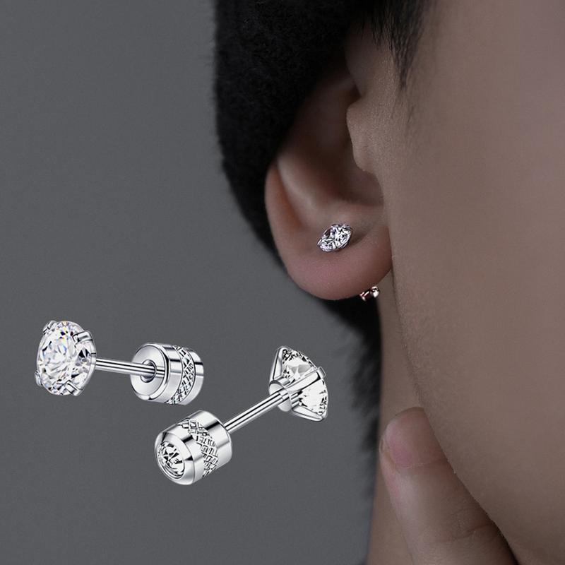  Bông Tai Thép Titan Zircon Thiết Kế Tối Giản Dành Cho Nam Và Nữ Hợp Xu hướng Hip-Hop Thời Trang 