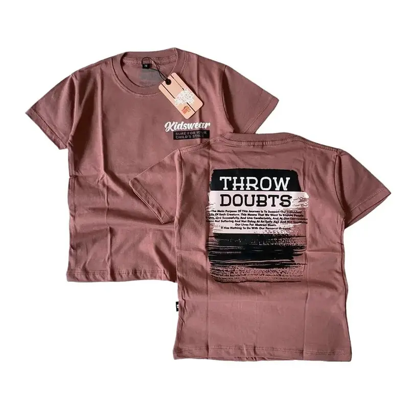 Baju Kaos Anak Distro Laki-Laki Perempuan Katun T15 Warna Dusty Pink Usia 4-12 Tahun - Motif, Pakaian 0