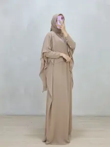 Mahira Kaftan Set Outer Hijab Segi Empat Bahan Ceruty Babydoll Kombinasi Payet Busui Friendly untuk Kegunaan Sehari-hari