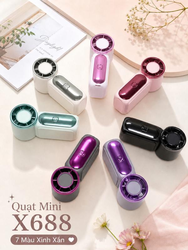 Quạt Mini Cầm Tay X688 199/100 Cấp Độ Gió, Màn Hình LED Hiển Thị Pin, Gió Mạnh…