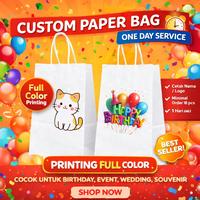 Gambar Custom Cetak Paperbag White Kraft Printing Full Color Small Paperbag Event Minimal Order 20 pcs 13,5x9x22cm - White 10x20cm 1 sisi dari Kiky Stationery Kota Surakarta 2 Tokopedia