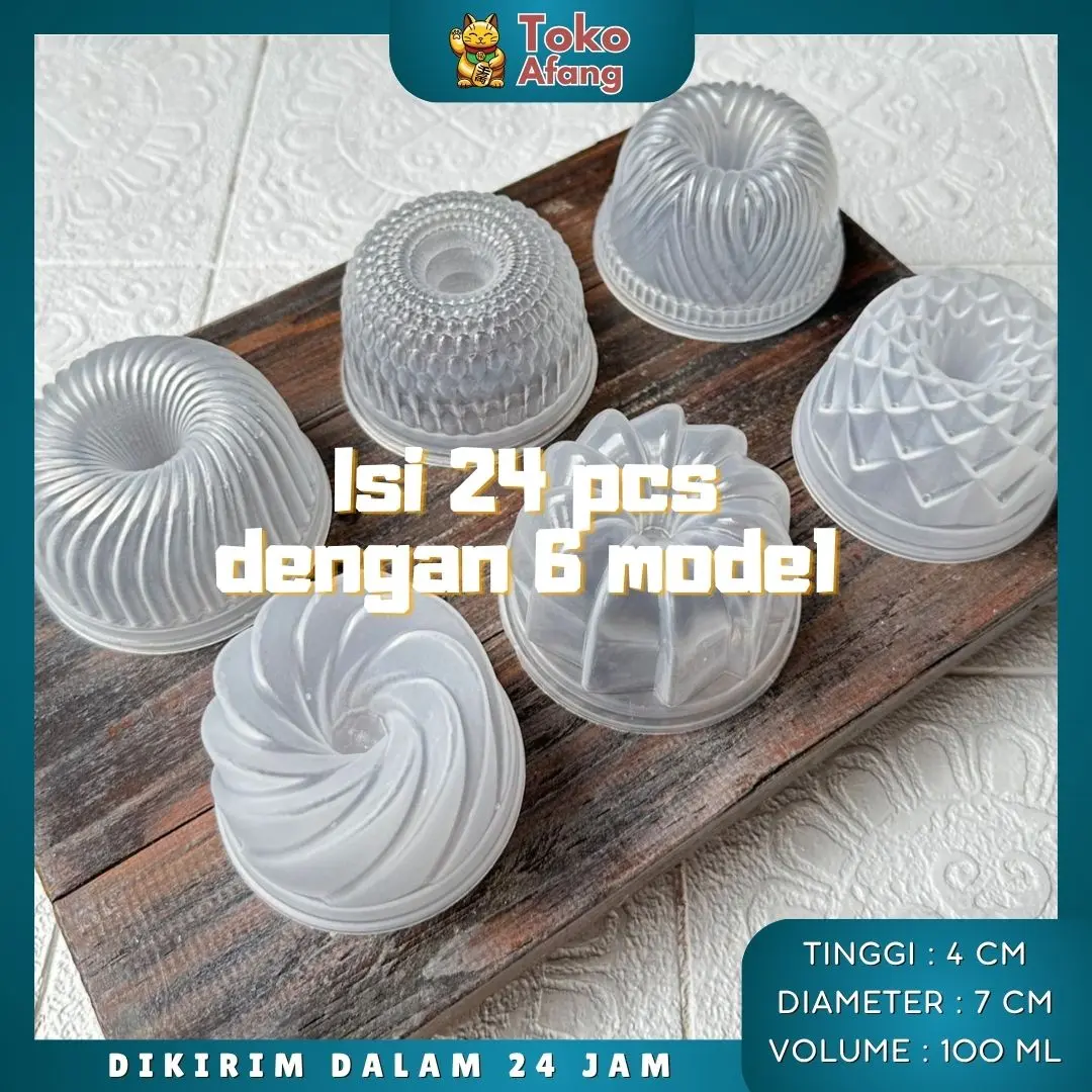 24pcs 6 motif cetakan puding mini loyang agar agar cetakan kue bolu kukus loyang bolu jelly cetakan coklat