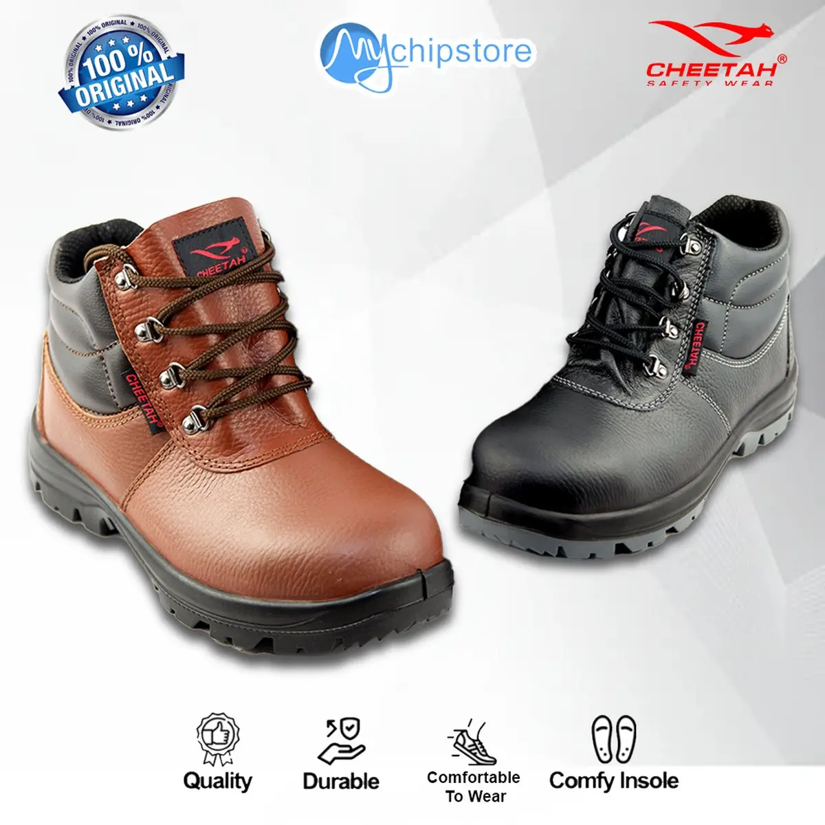 Sepatu Kerja Ujung Besi Safety CHEETAH 7106 100% Original Shoes Karet Pria Slip Resistant Work & Safety Footwear