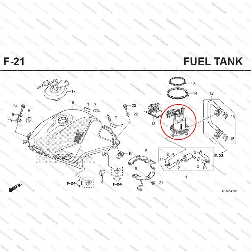Rumah Rangka Cover Fuelpump Atas CB150R Old Lama MegaPro Mono FI Old Verza 150 Cabang 3 Original Thailand 16700-K15-306 5
