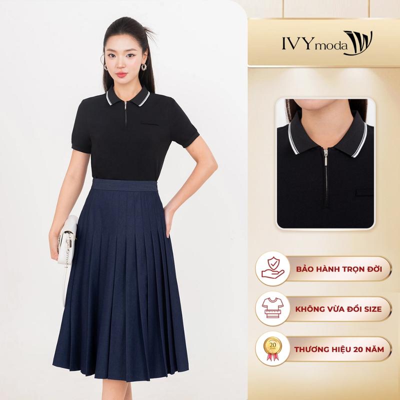  Áo polo cổ phối viền Áo công sở đi làm nữ IVY moda MS 57T0267 