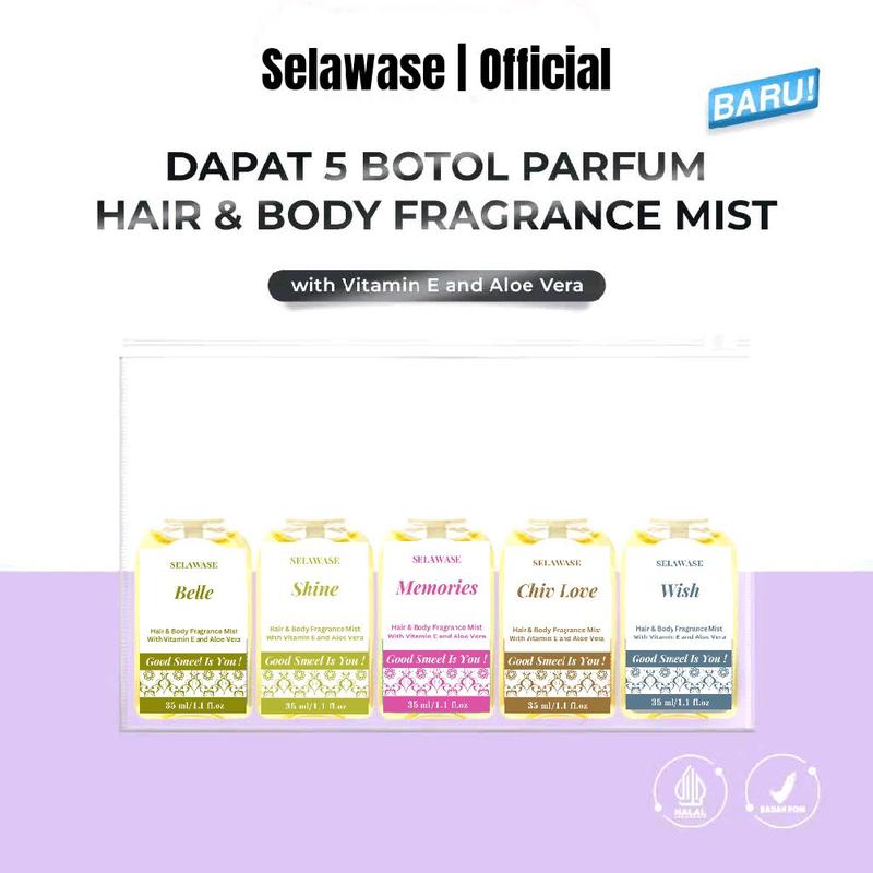 (Beli 1 Dapat 3) Parfum Hair & Body Fragrance Mist Selawase 30mL with Vitamin E and Aloe Vera Perfume Cewek Cowok Parfume Fresh Botol Bunga 1