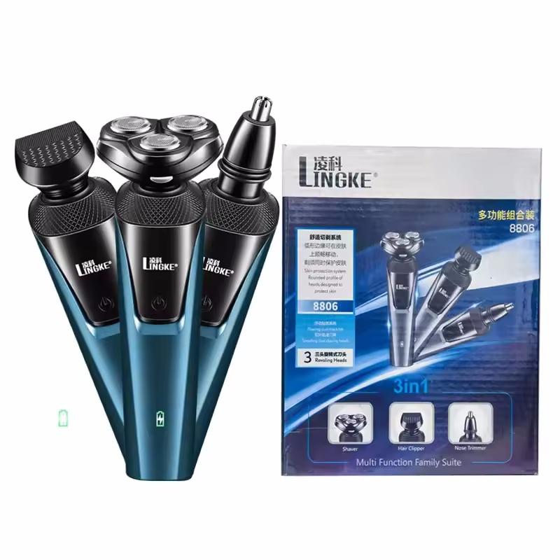 Product Introduction of Summer Outdoor Washable USB Rechargeable Beard Shaver,Three-blade Three-in-one Razor Set for Men 6
