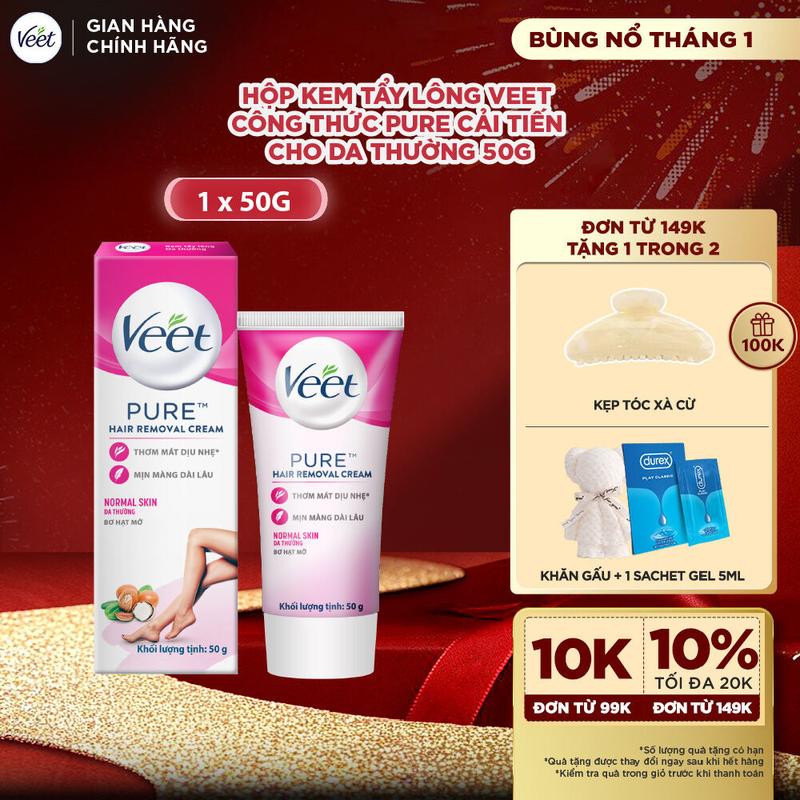 MỚI Kem tẩy lông Veet Pure cho da thường 50g công thức cải tiến