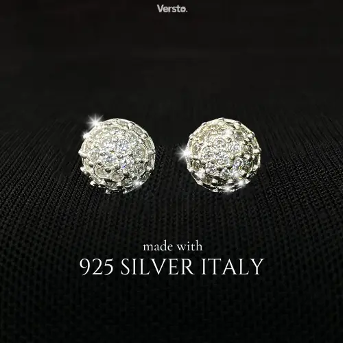 VERSTO Iced Out Earrings Opal |  92.5 Silver Italy & Cz Stones | Non-fade, Hypoallergenic 9MM