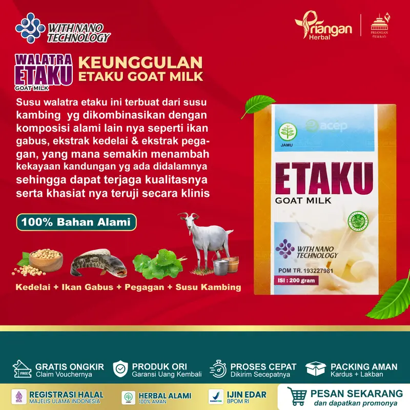 Etaku susu Bubuk Kambing Etawa herbal patah tulang isi 200 g  Dairy Milk 5