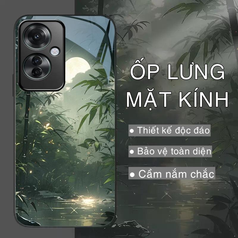 Ốp Lưng cho OPPO RENO11 F 5G Mặt kính sáng bóng, cao cấp Họa tiết PHONG CẢNH