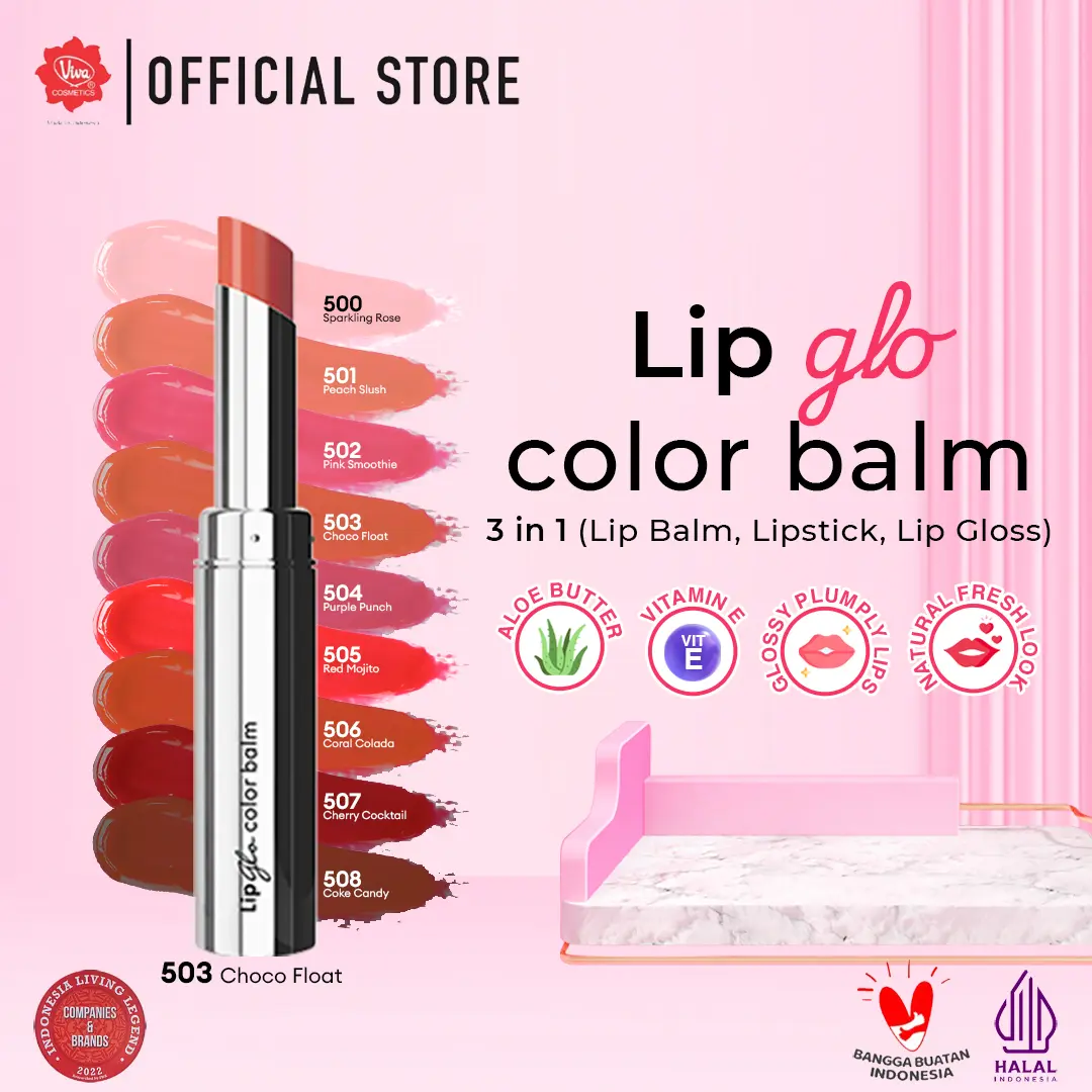 Red-A Lip Glo Color Balm 3 in 1 - LIPBALM, LIPGLOSS & LIPSTICK (tersedia 9 varian warna) Bibir Merah Cherry Choco Mempercantik