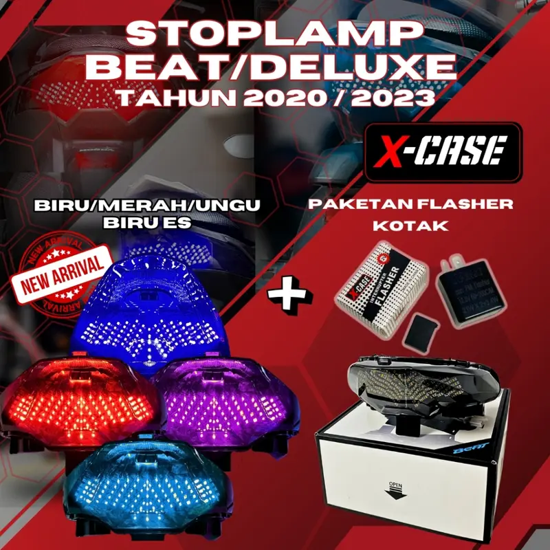 X-case Lampu Stop All Beat New Deluxe Beat CBS Beat Eco Beat Street Coloseum Running 8 Mode Beat Deluxe 2020-2023 Stoplamp Running Motorcycle WD178 0