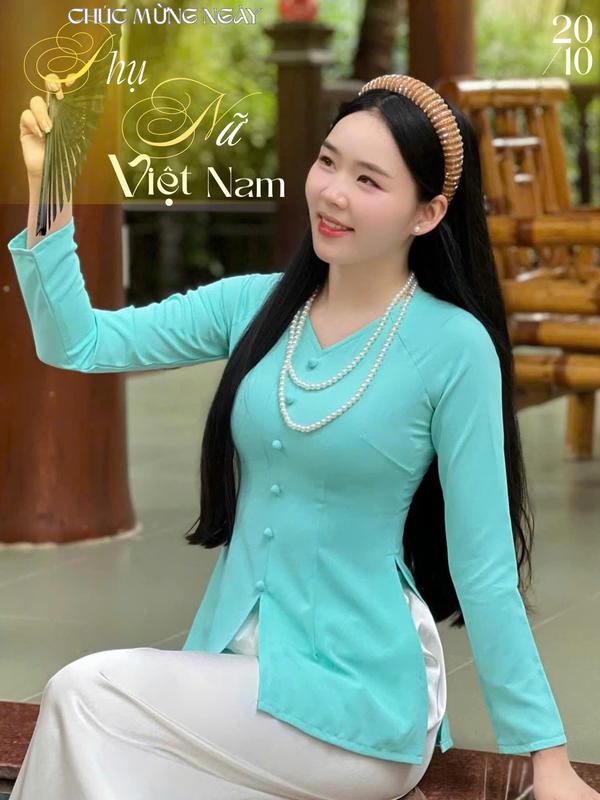 Hân Nguyễn Áo Bà Ba - B.A117 - Bộ Áo Bà Ba Lụa Tầm Ý Cổ Tim Nút Nụ Dây Kéo Tay Dài Nữ Top Women Kem