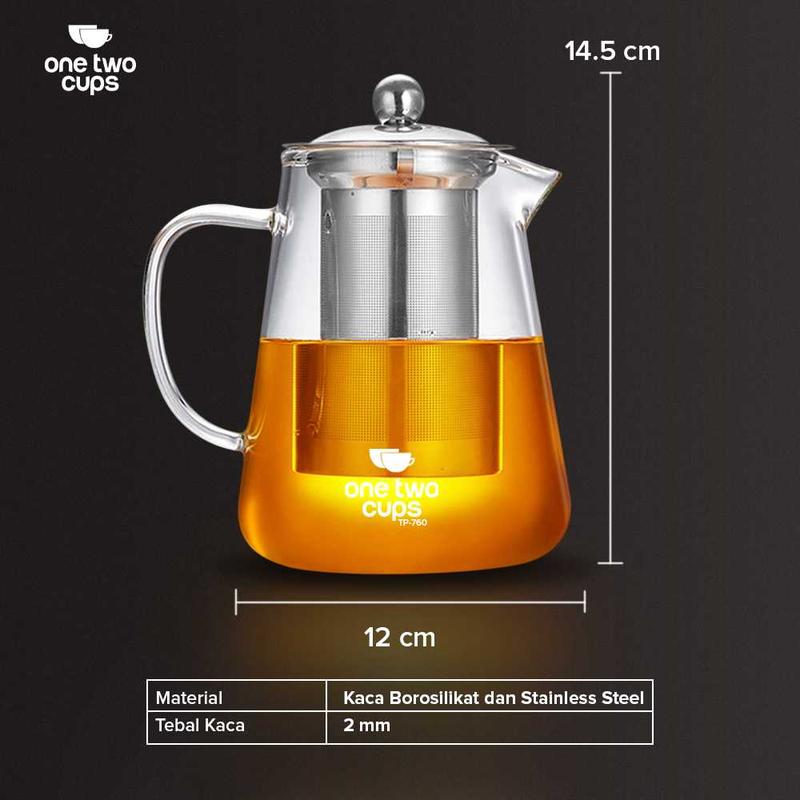 Teko kaca tahan panas api kompor dengan infuser saringan filter teh 5
