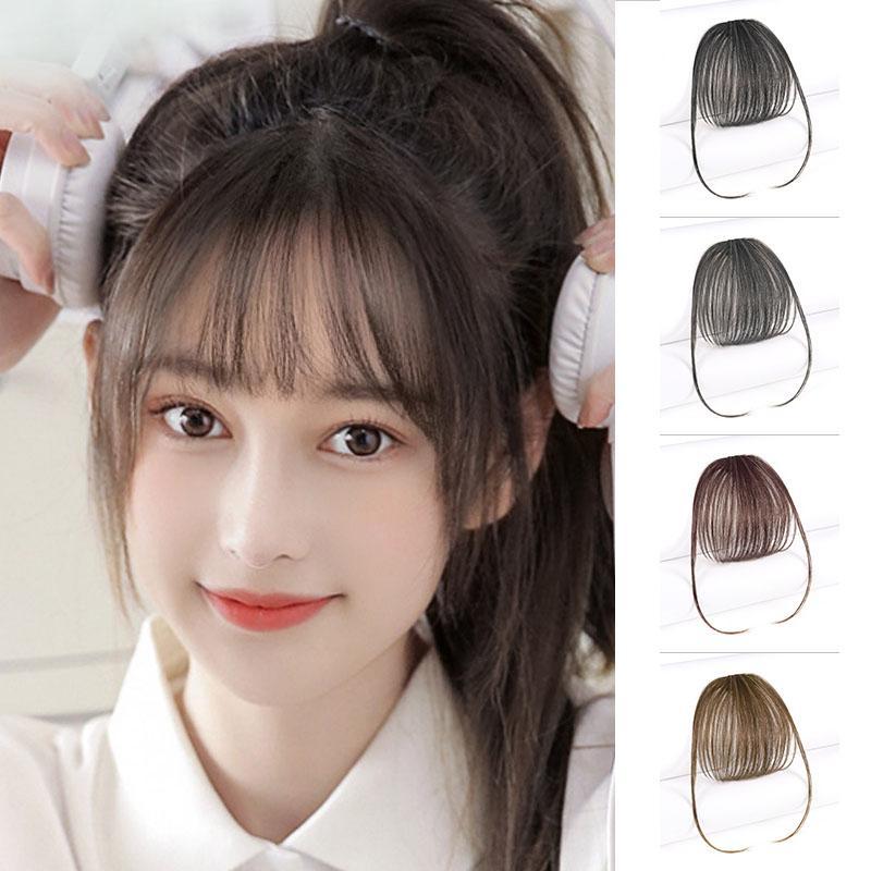 Tóc Giả Mới, Mảnh Tóc Giả Mái Bằng Không Khí, Tóc Mô Phỏng Với Tóc Mái Vô Hình Tự Nhiên, Không Có Dấu Hoặc Tóc Mai, Tóc Mái Giả Nhẹ Và Mỏng, Tóc Mái Thẳng