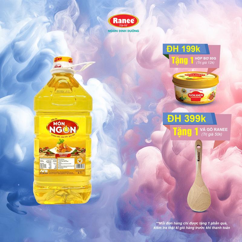 {Đơn 199k tặng hộp bơ -399k tặng vá gỗ} Dầu ăn MÓN NGON 4.7lit