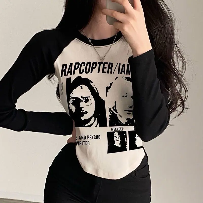 CROP TOP LONGSLEEVE RAPCOPTER / CROP TOP LONGSLEEVE WANITA ( LD 88  P 52 cm)