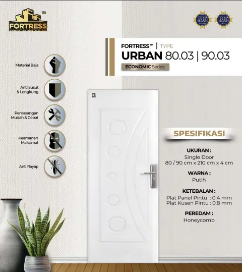 PINTU FORTRESS TYPE URBAN 80 90 PUTIH - JABODETABEK 1