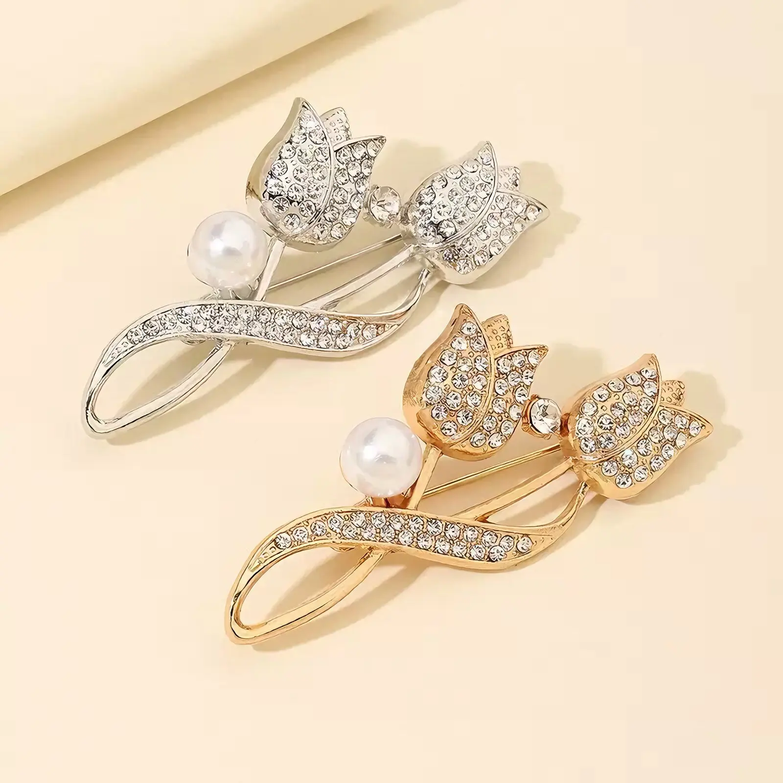Bros Bunga Wanita/Rose Bros Gesper Syal Muslim  Bunga Flower  Mutiara Peniti Panjang