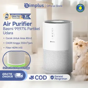 【SPECIAL PROMO】Simplus Air Purifier 330m³/jam Pembersih Udara Filter HEPA Tingkat Pemurnian Super Senyap 35dB Mode Pintar Otomatis Menyerap Debu Bulu Hewan Peliharan, Asap, Bakteri, Rambut, Ketombe, Tungau Debu KQJH007-HPC