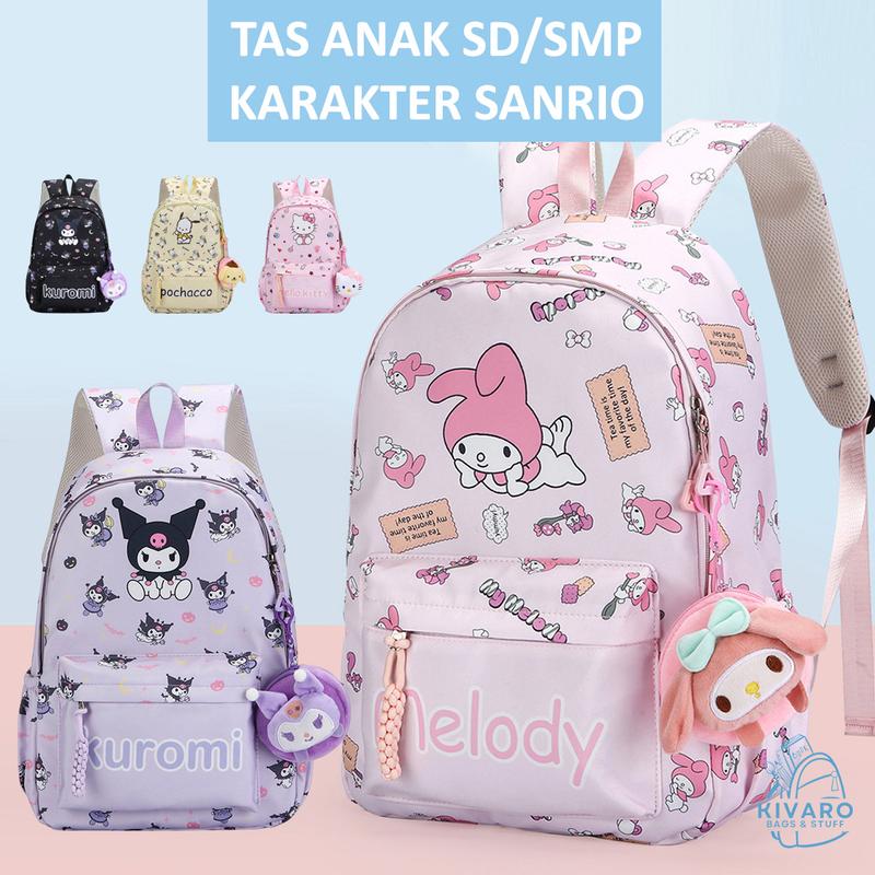 Product Introduction of Tas Ransel Sanrio Besar SD SMP SMA Kuromi Pochacco Melody & Hello Kitty | CL08 Kivaro Anak Motif Fashion 50