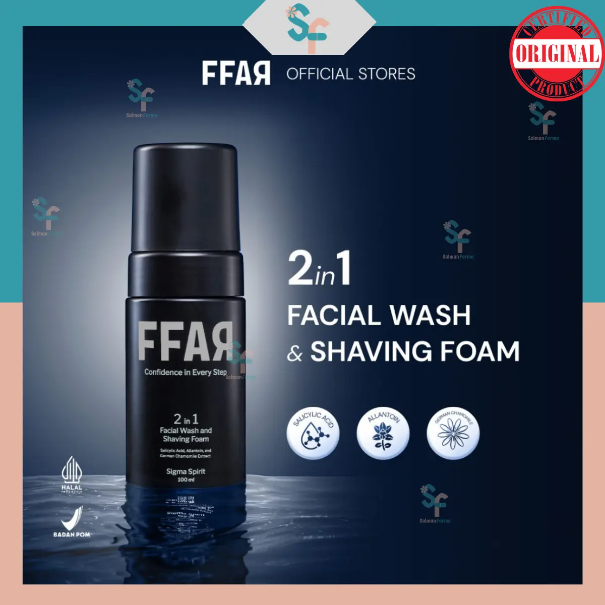 FFAR Sigma Spirit 2in1 Face Wash & Shaving Foam | 100 ML - Facial Wash Pria, Shaving Foam Pria