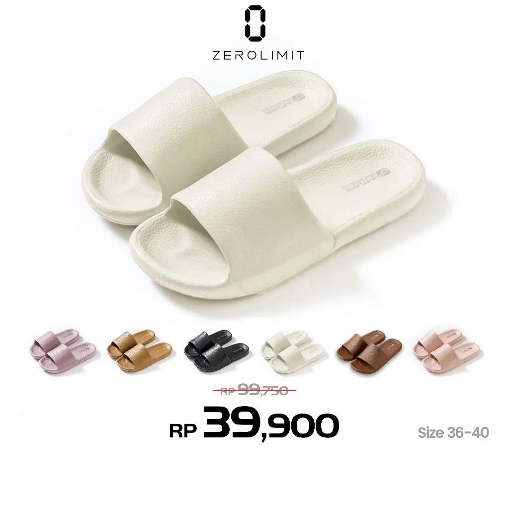 Zerolimit - Sandal Slip On Cewek Kekinian Sandal Slop Jolie Wanita Simple Modis Shoes Sendal Karet Jelly Sandal Rumah Empuk