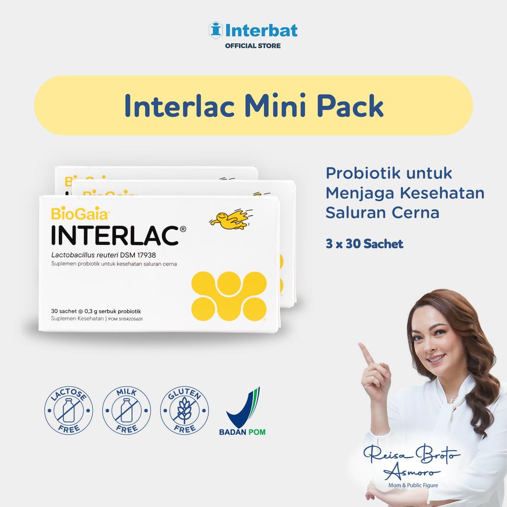 Interlac Probiotik Mini Pack Triple Bundle - Membantu Menjaga Kesehatan Saluran Cerna Anak