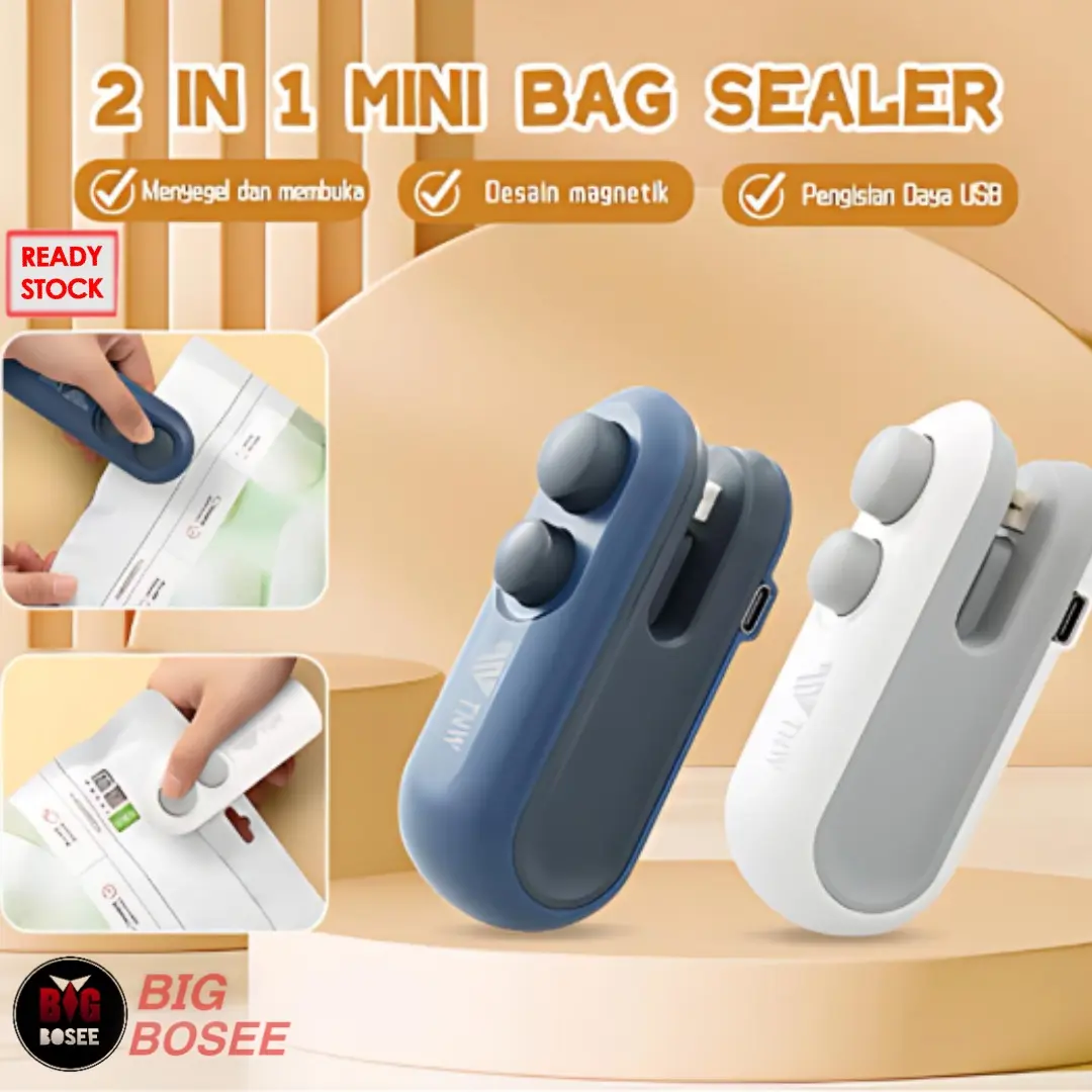 BB7 - Hand Sealer Mini Portable 2IN1 Portable Mini Sealing Machine Snack Sealer Mini Hand Sealer Snack Elektrik USB Rechargeable