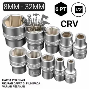 Mata Sok Socket Pendek 1/2 6PT Mata Shock Crv Mata Shock 8mm-32mm Kualitas Tinggi, Kuat Dan Tahan Lama Pengantian Seumur Hidup Mata Sok Impact Alat Perangkat Keras