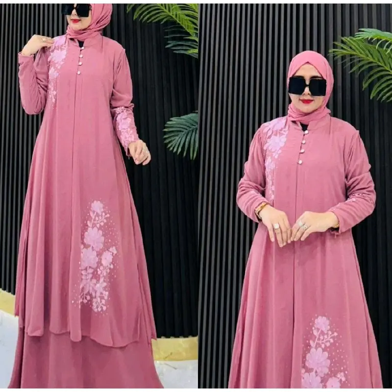 READY REALPICT COD NILAM SET AUTER NON HIJAB Gamis Dress Wanita Dewasa 6