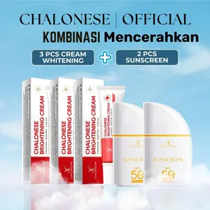 [CHALONESE] PAKET ANTI UV SET 2 5IN1 (3PCS WHITENING CREAM+2PCS SUNSCREEN) Membantu Melindungi Wajah dari Sinar Matahari dan Tidak Membuat Kulit Wajah Kering