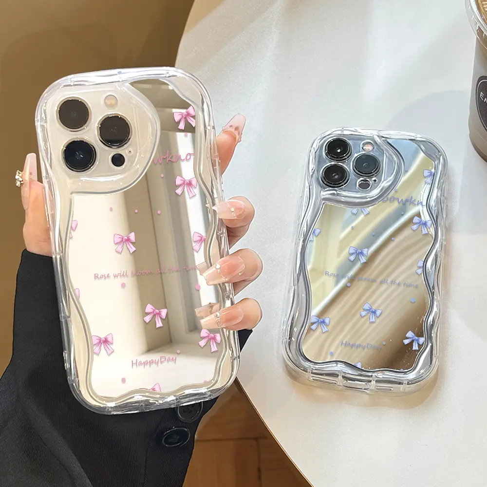 Cermin Case Cute Bow Casing Ponsel Riasan Hp Softcase Kesing Hardcase Untuk VIVO Y19S Y28 Y03 Y03T Y100 Y18 Y72 Y52 Y77 Y91 Y95 Y1S Y91C Y75 Y55 Y17S Y01 Y01A Y02 Y02T Y02A Y02S 4G 5G C6-5176