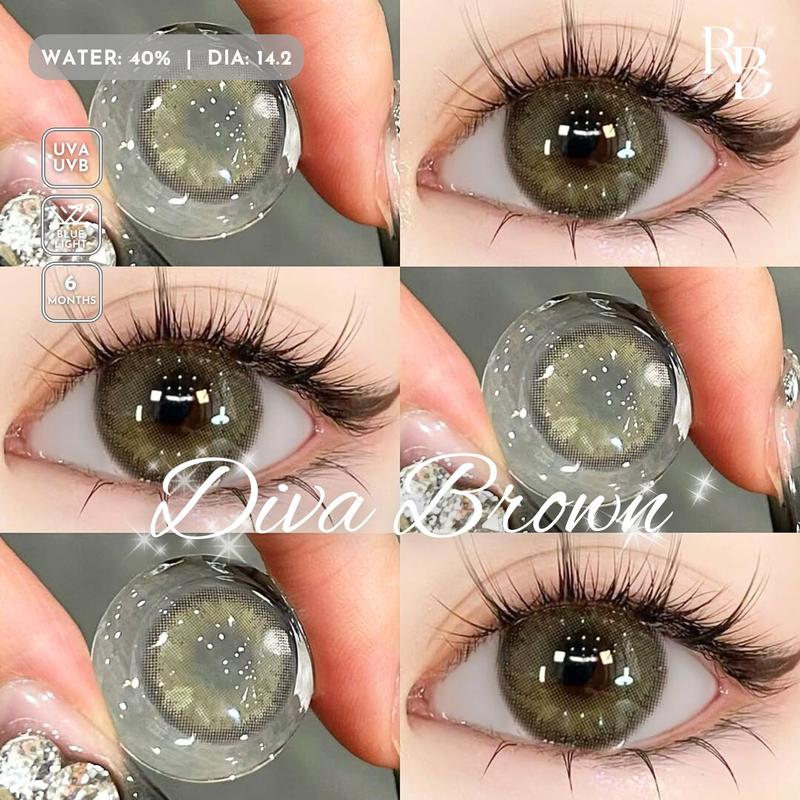 [CÓ CẬN] 1 Cặp Kính Áp Tròng Douyin Màu Nâu Diva Brown Full 0-5 Độ, Lens Mắt Màu Nâu 14.2 Có Độ Cận [Tặng Khay Dụng Cụ Đeo]