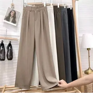 [BIGSALE BUY 1 GET 1] Pinsnexstore - Loosepants Trousers Celana Panjang Pinggang Hightwaist Karet Cewek Kain Semi Woll Premium Anti Kusut Cuttingan Kaki Jenjang, Cocok Untuk Kerja Wanita dan Acara Formal