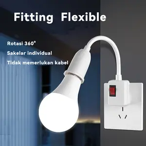 Fitting Lampu Flexible E27 Fitting Lampu Colok + Saklar On Off / Fitting Lampu Tidur Colok Flexible