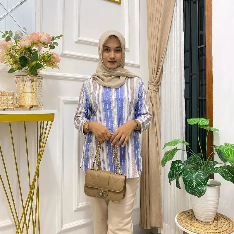 DAILY TOP SALUR // KEMEJA WANITA RAYON SALUR OVER SIZE LENGAN 3/4 LD 120 7