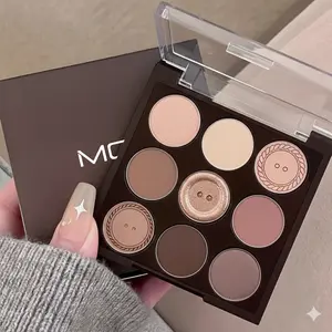[Skistore] BPOM MGL Eyeshadow Button Palette 9 Colors - Nude Brown Matte & Shimmer Natural Soft Glam Look