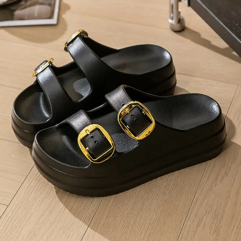 Esdief Sandal Wanita Wedges Sandal Selop EVA Jelly Karet Kekinian Empuk Ringan Anti Slip sandal  wedges korean style 4