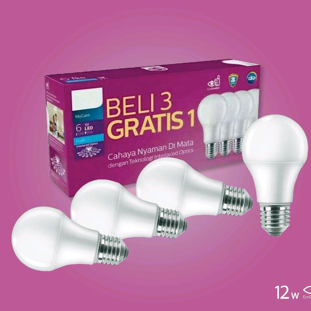 promo murah bohlam phillpss LED Mycare  12wat multipack 3 gatis 1 cold eye